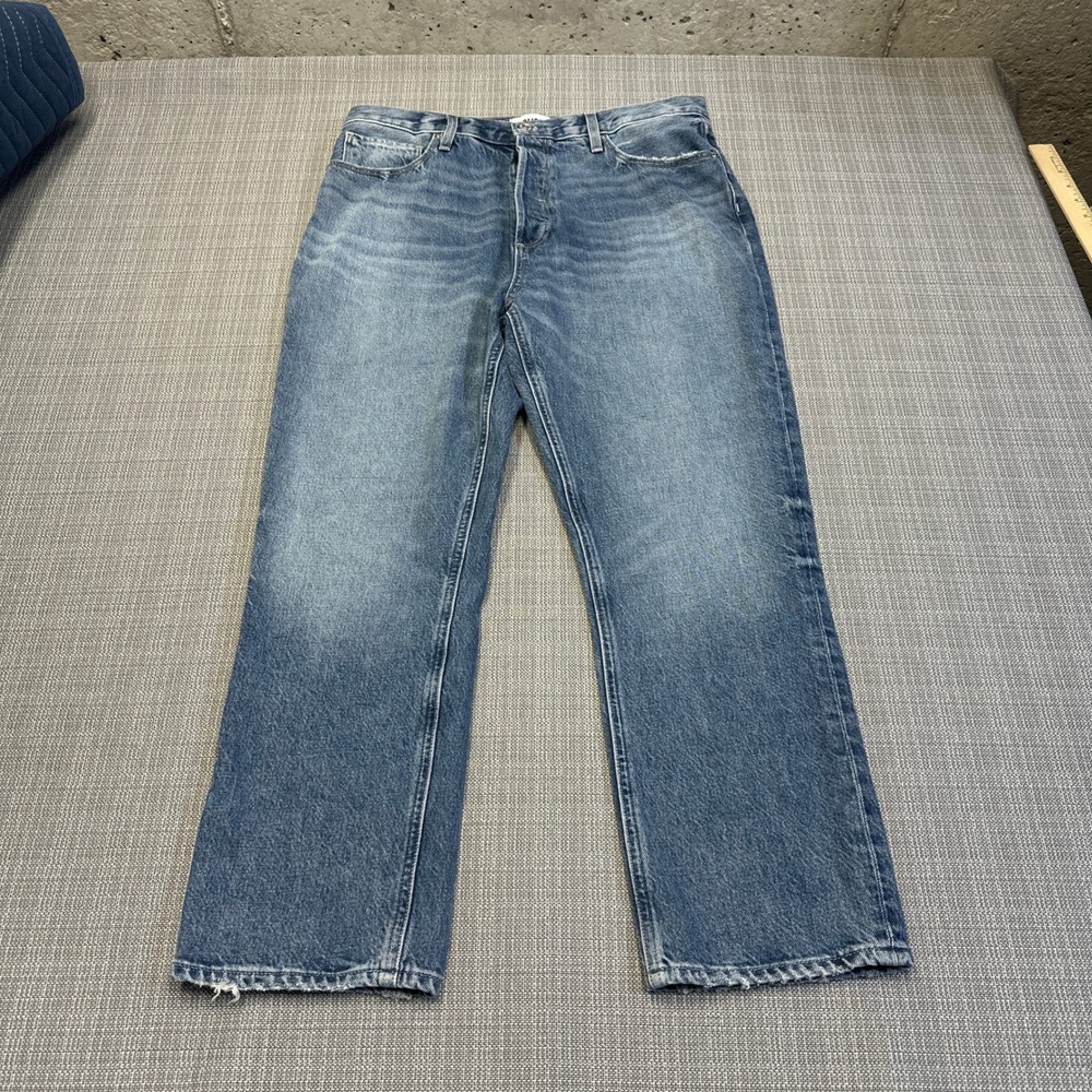 Paige Billy Crop Jeans Size 31‎ Blue Denim Distressed Button Fly USA Made